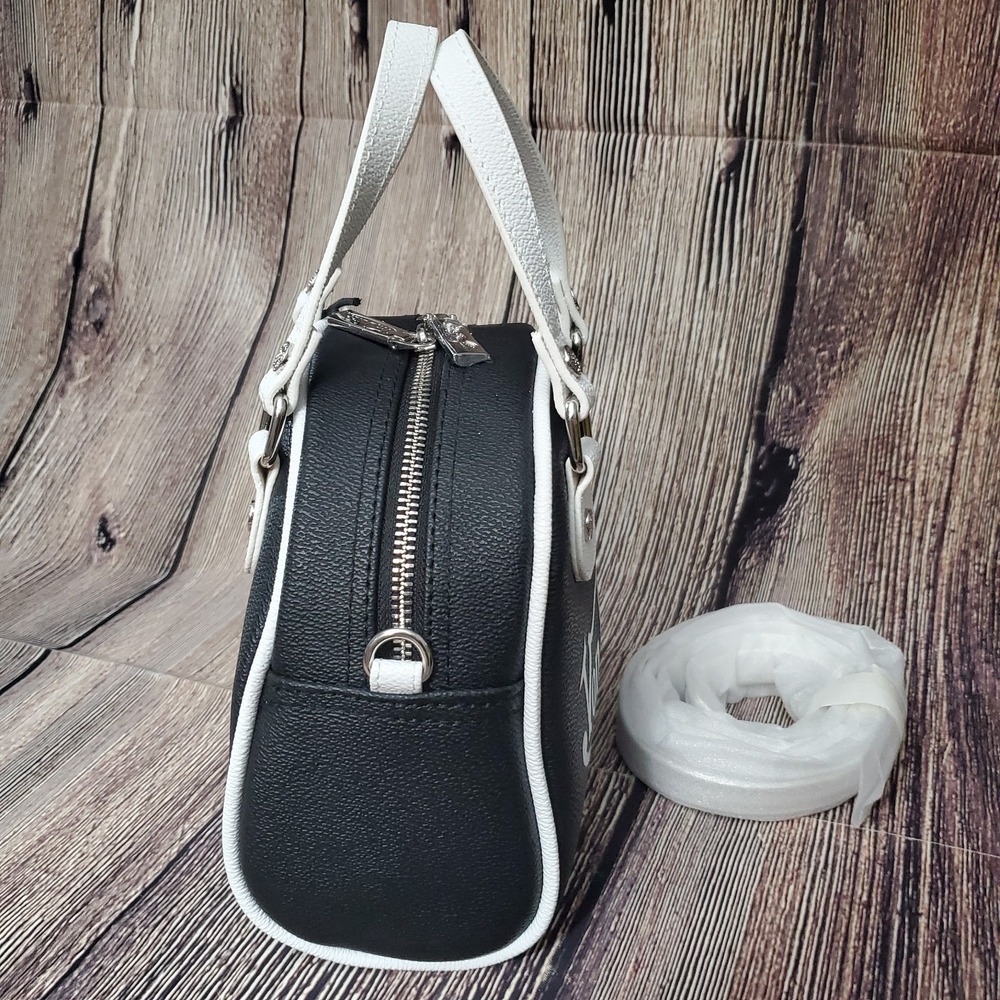 NWT Von Dutch The Classic Black & White Flying Eyeball Satchel Crossbody Bag - Picture 2 of 7